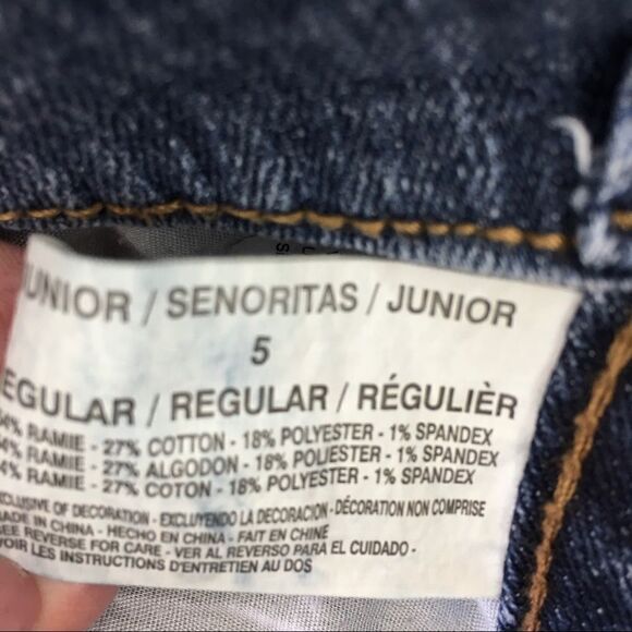 L.e.i. Blue Denim Jean Shorts Juniors SZ 5 Ashley Low Rise Cutoff Raw Hem - Picture 7 of 7